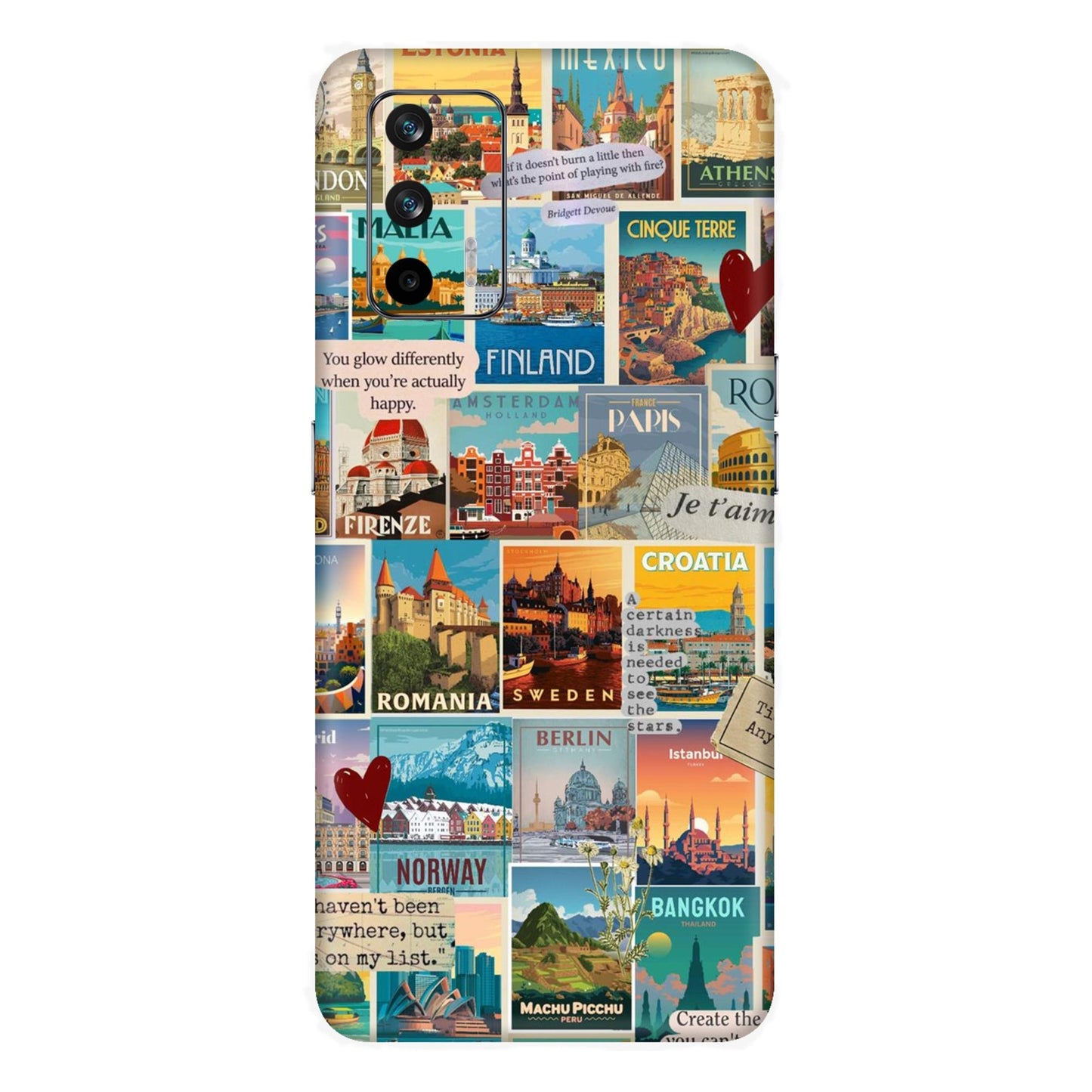 Vintage Travel Sticker Bomb Mobile Skin For Realme GT 5g