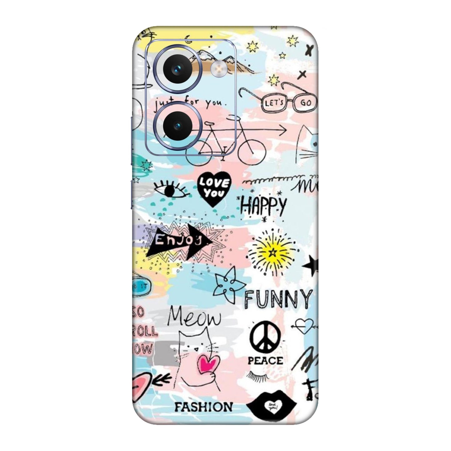 Cat Doodles Pastel Mobile Skin For Realme P3 Ultra 5g