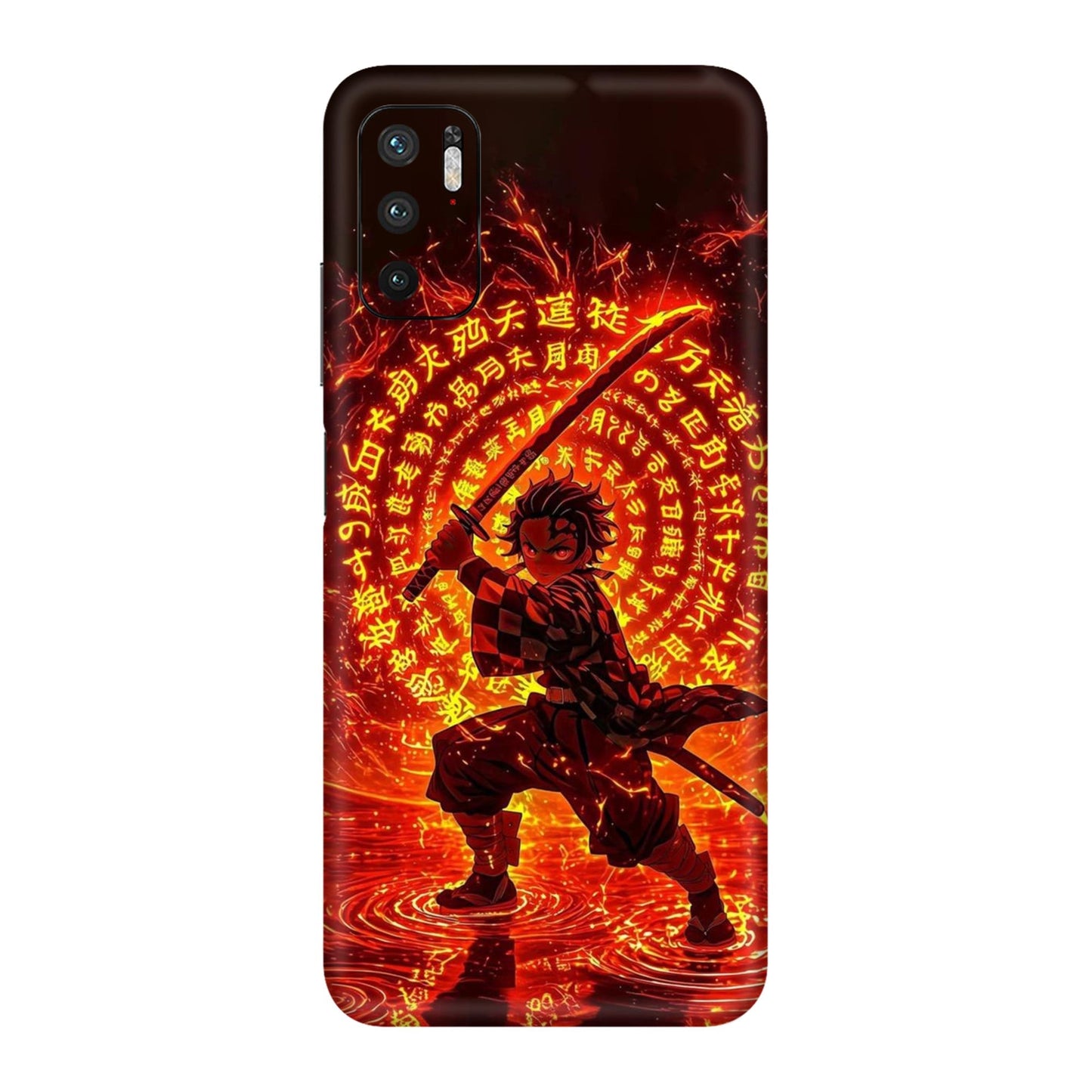 Hinokami Tanjiro Demon Slayer Flame Art Mobile Skin For Redmi Note 10T 5g