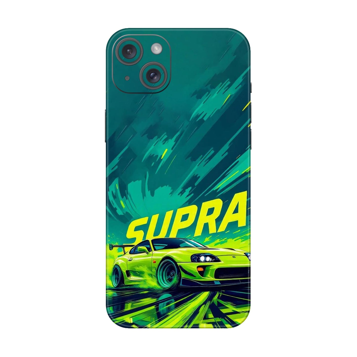 Toyota Supra JDM Sports Car Green Drift Mobile Skin For iPhone 15 Plus