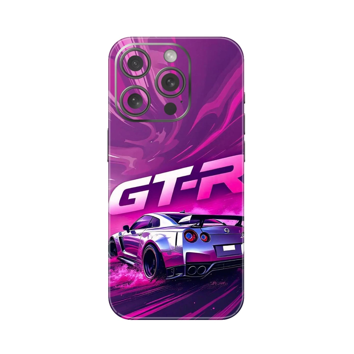 Nissan GT-R Supercar Drift Purple Design Mobile Skin For iPhone 15 Pro Max