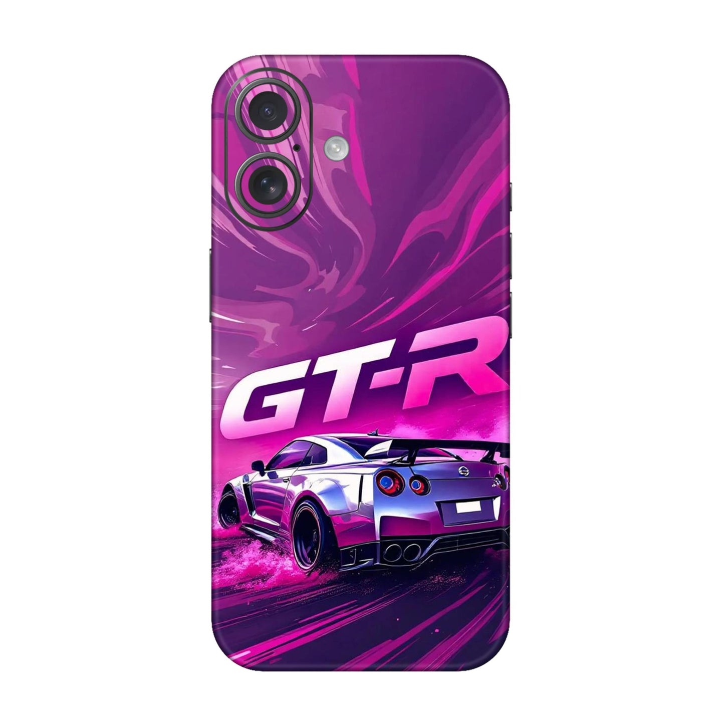Nissan GT-R Supercar Drift Purple Design Mobile Skin For iPhone 16 Plus