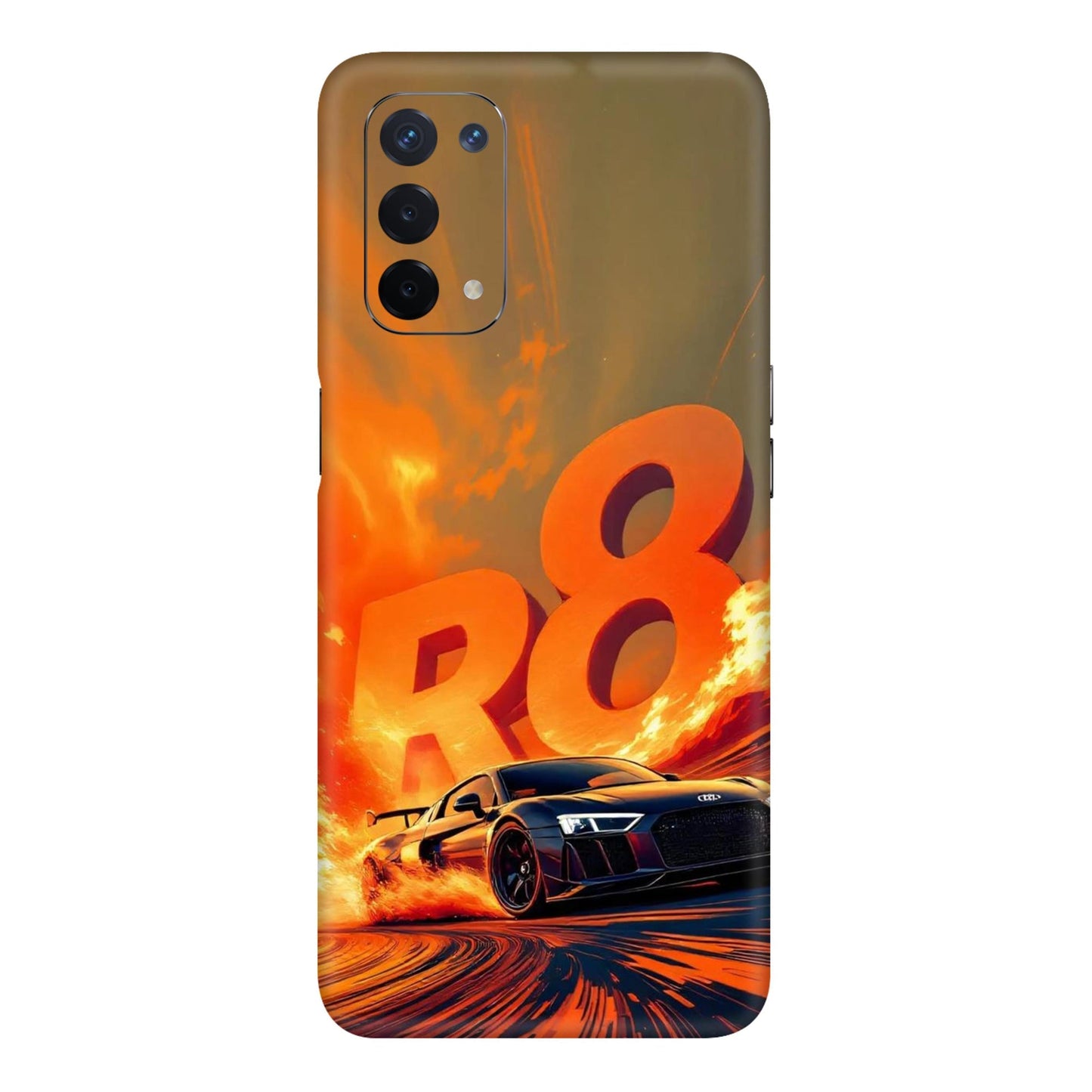 Audi R8 Supercar Fire Flame Design Mobile Skin For Oppo A54 5G