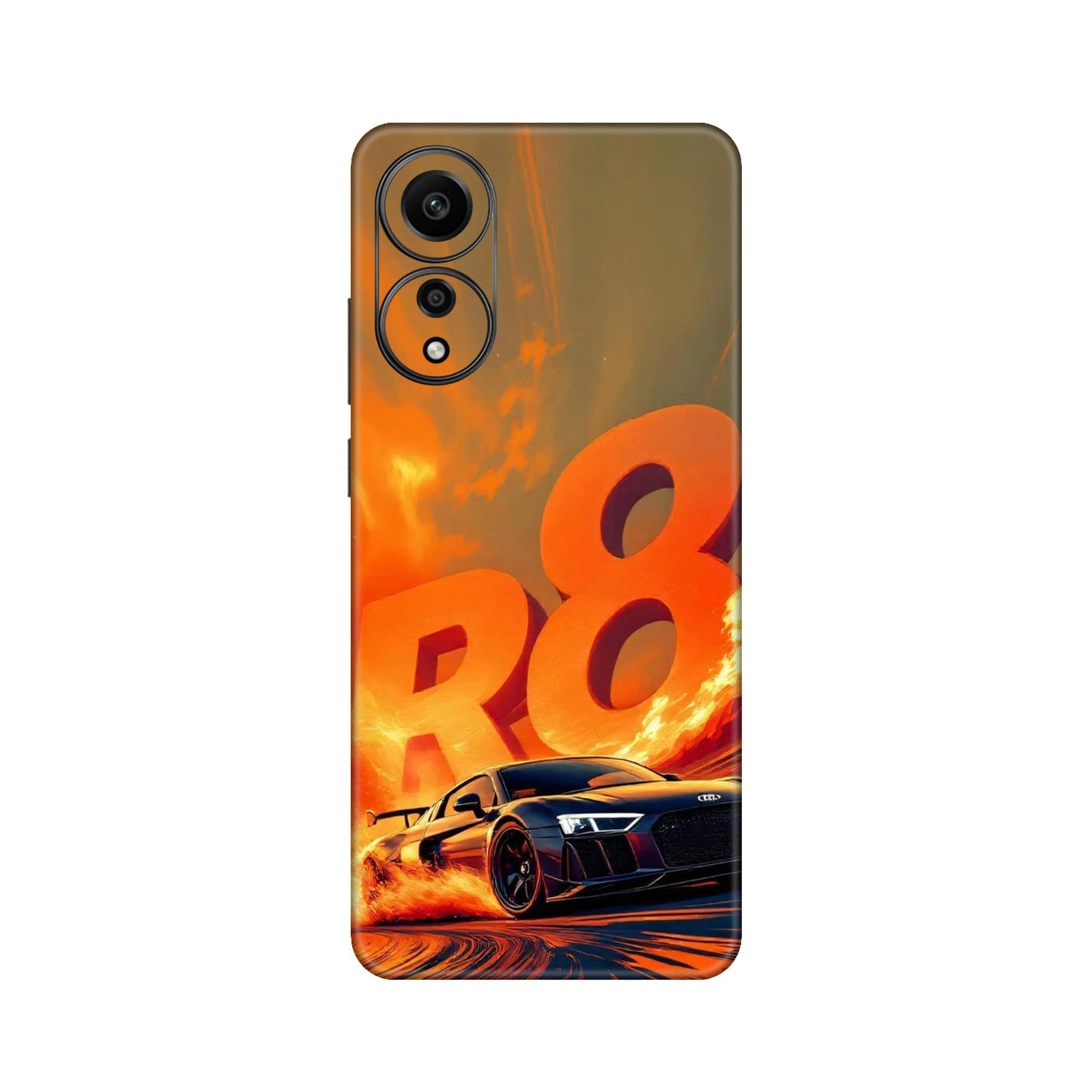 Audi R8 Supercar Fire Flame Design Mobile Skin For Oppo A78 4G