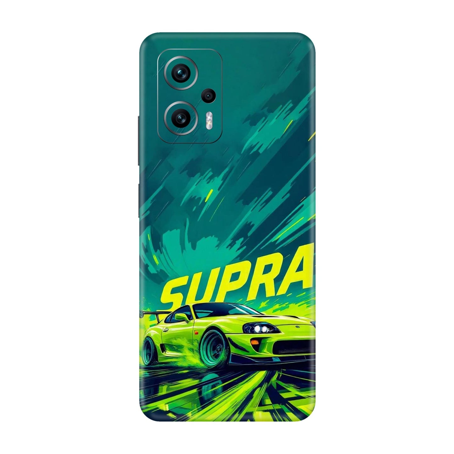 Toyota Supra JDM Sports Car Green Drift Mobile Skin For Redmi K50i 5g