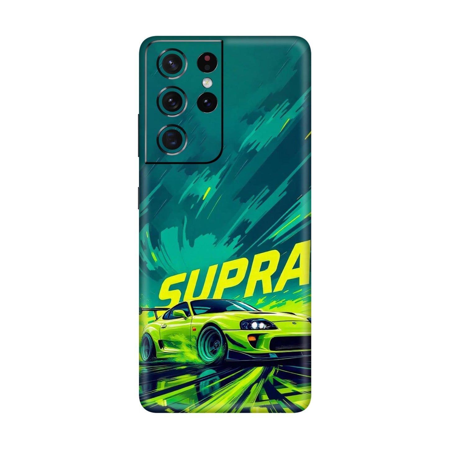 Toyota Supra JDM Sports Car Green Drift Mobile Skin For Samsung Galaxy S21 Ultra 5g