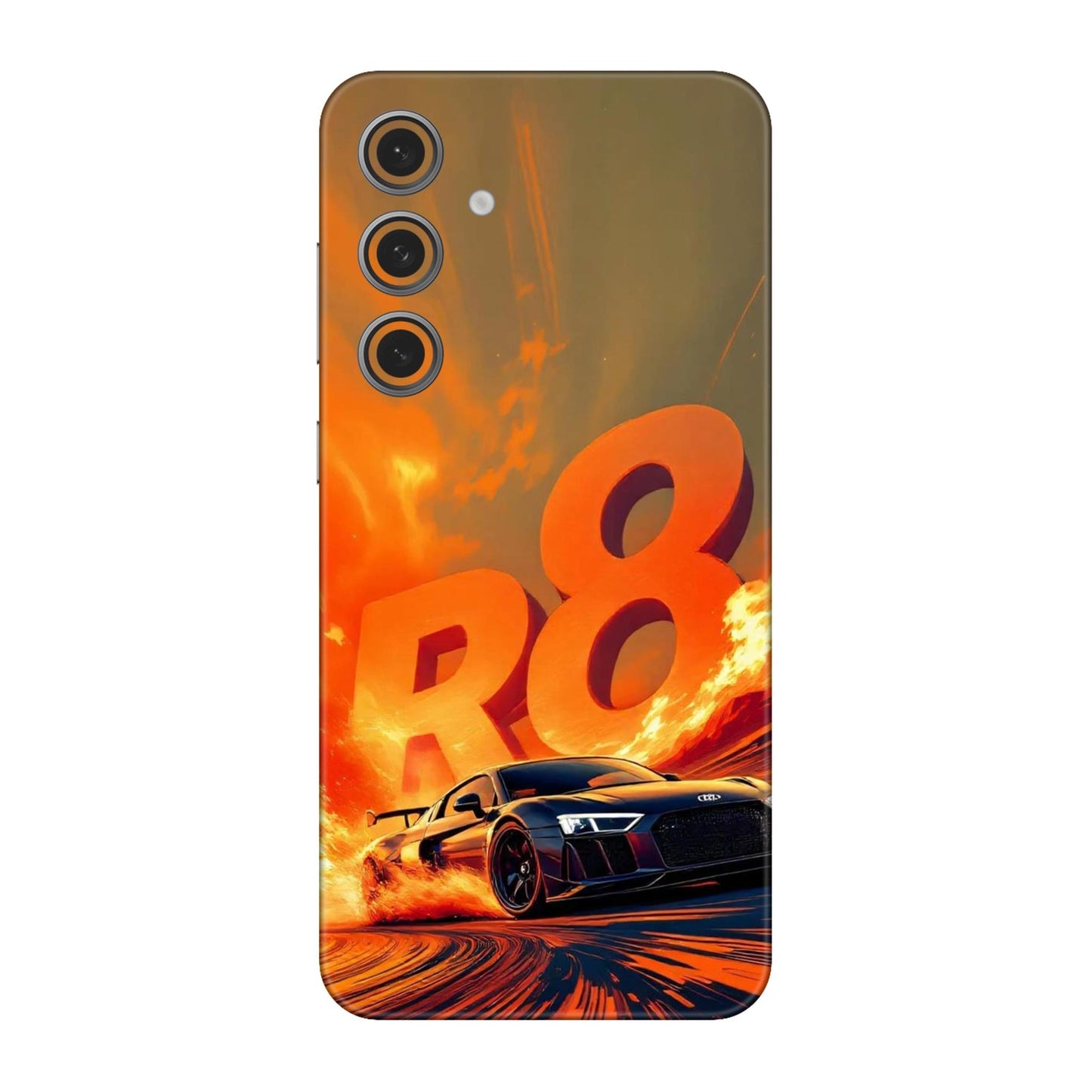 Audi R8 Supercar Fire Flame Design Mobile Skin For Samsung Galaxy S24 Fe 5g