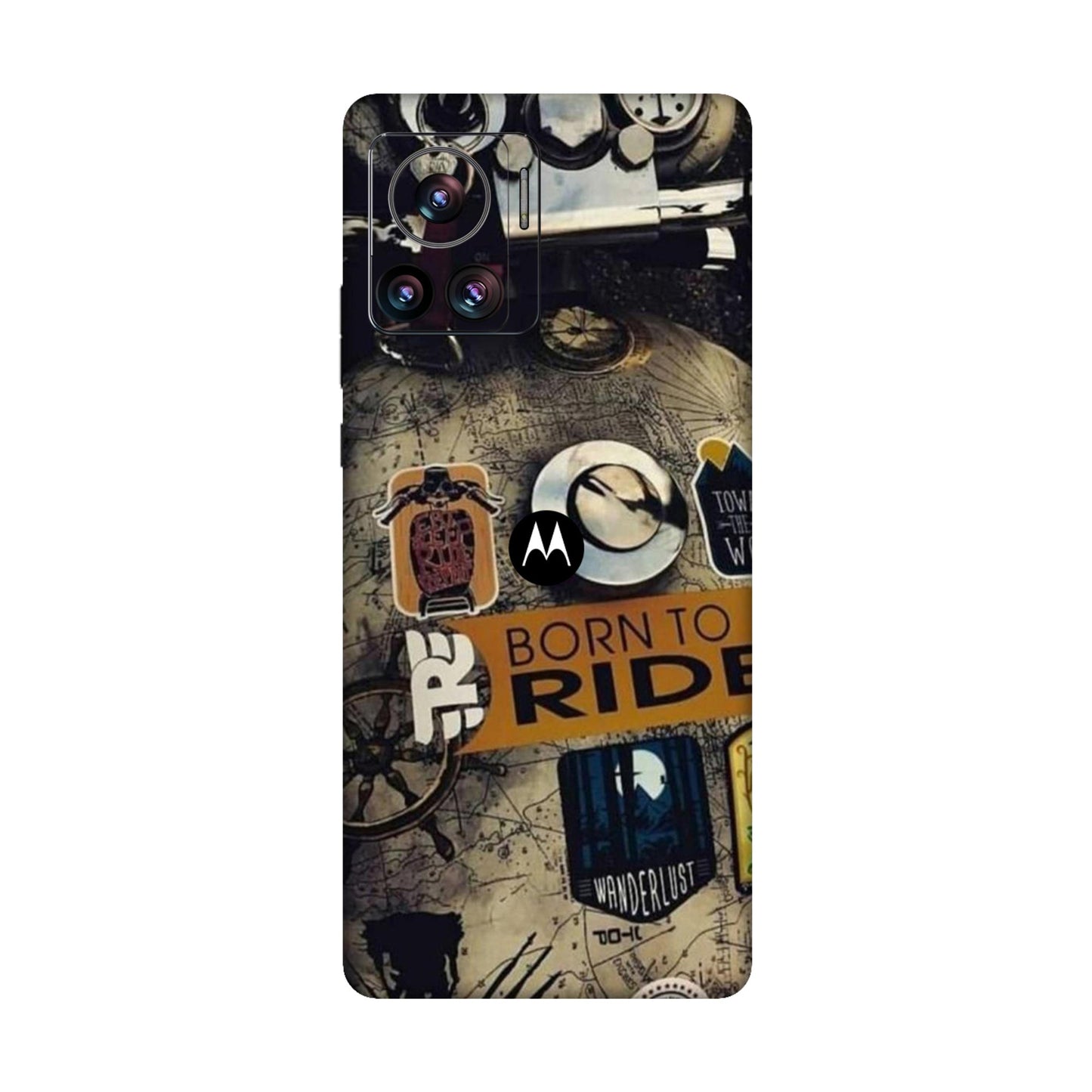 Born to Ride World Map Mobile Skin For Motorola Edge 30 Ultra