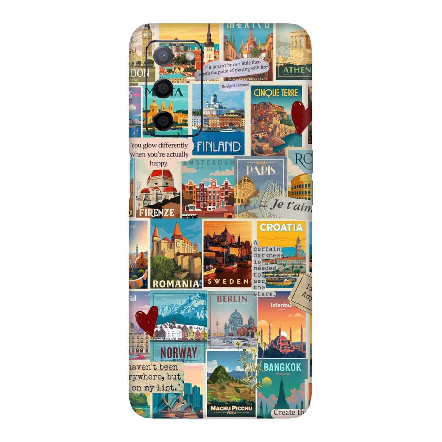 Vintage Travel Sticker Bomb Mobile Skin For Oppo A53s 5G