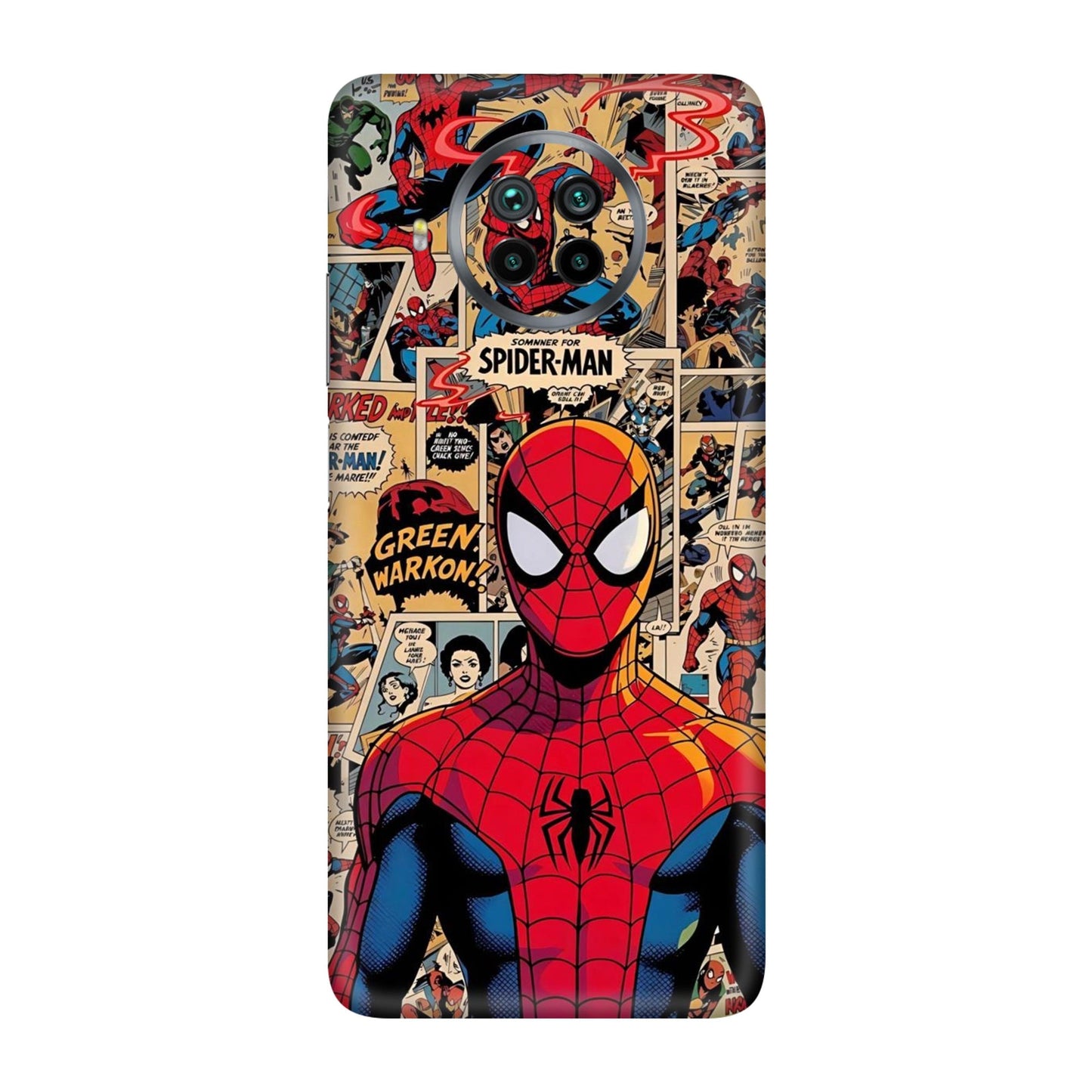 Vintage Comic Panel Spider Man Mobile Skin For Mi 10i