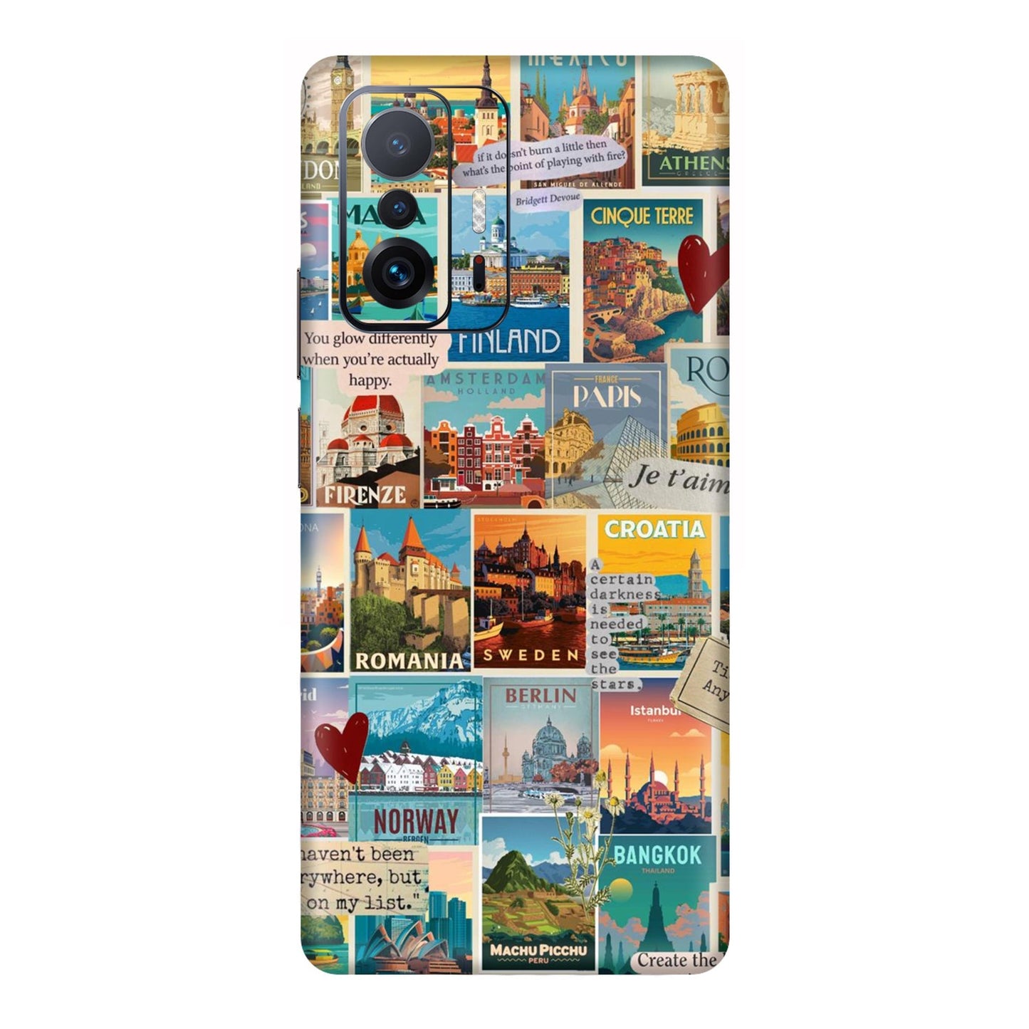 Vintage Travel Sticker Bomb Mobile Skin For Mi 11T Pro