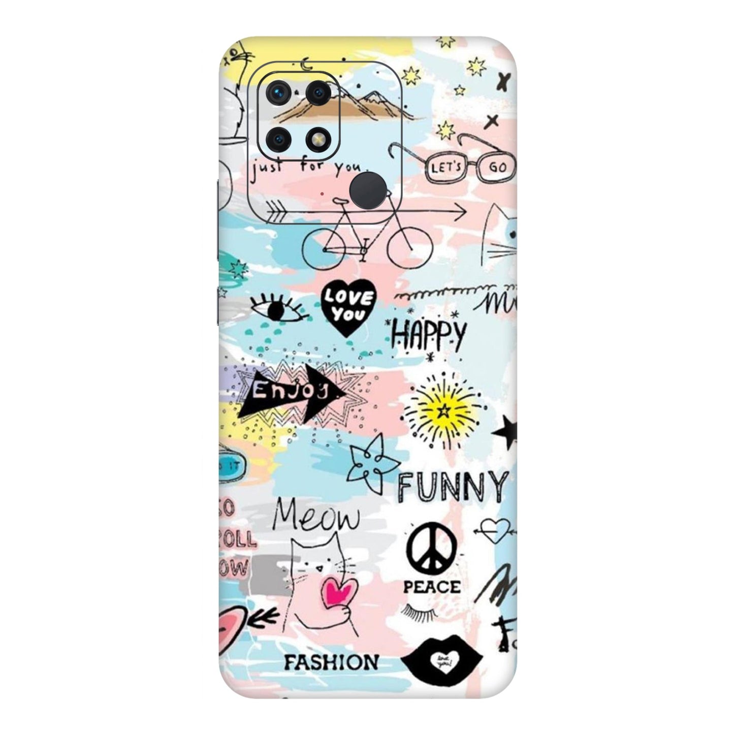 Cat Doodles Pastel Mobile Skin For Redmi 10 Power