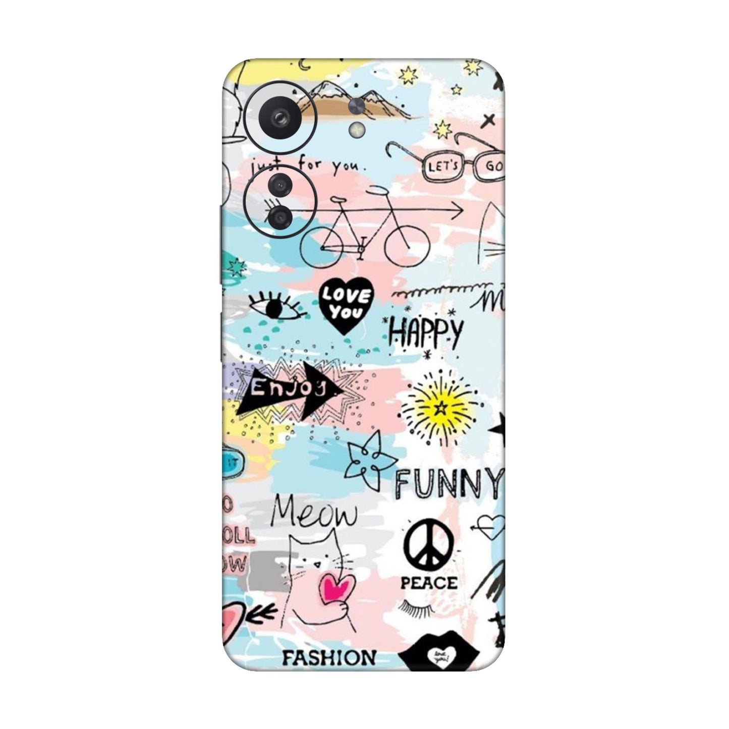 Cat Doodles Pastel Mobile Skin For Redmi 13C
