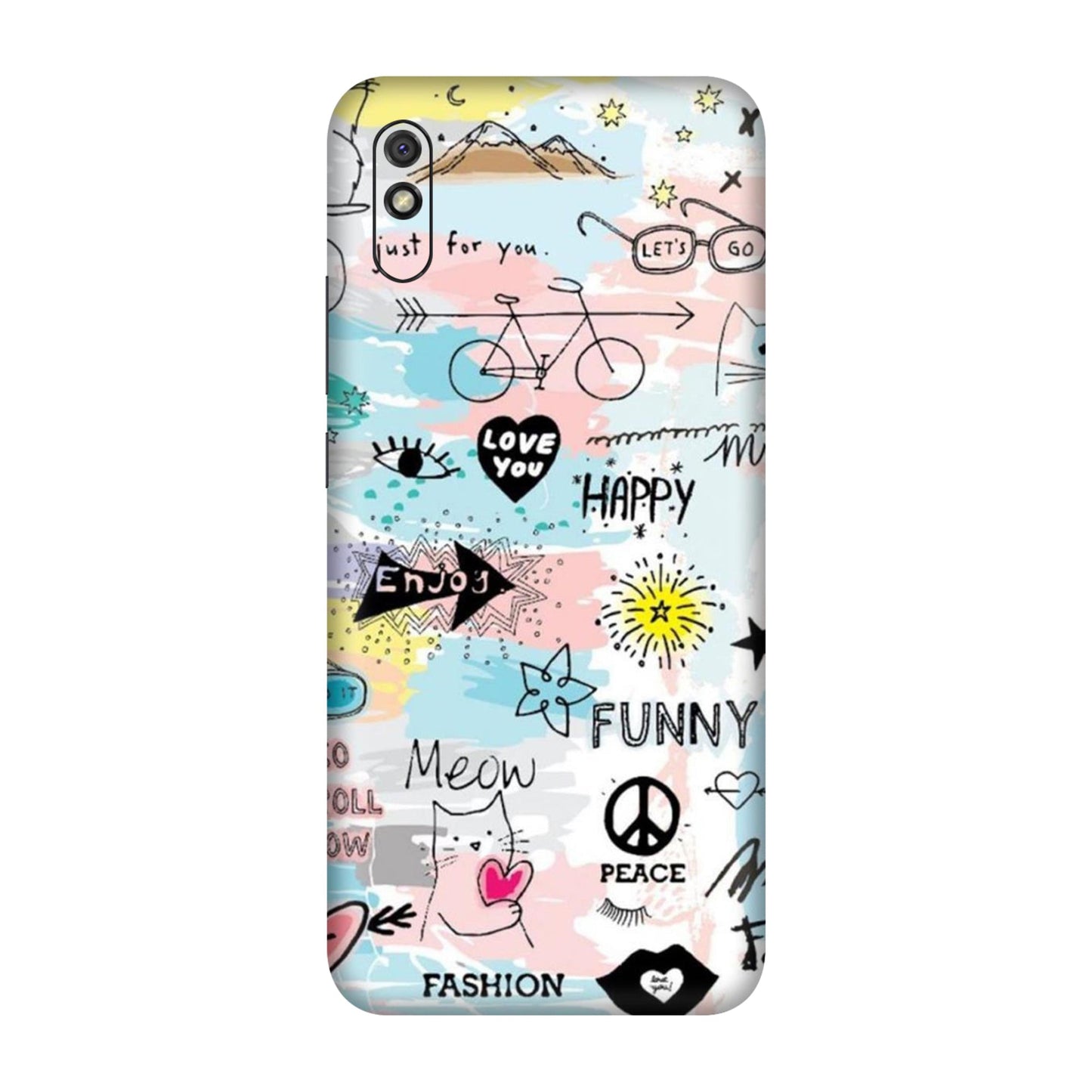Cat Doodles Pastel Mobile Skin For Redmi 9i