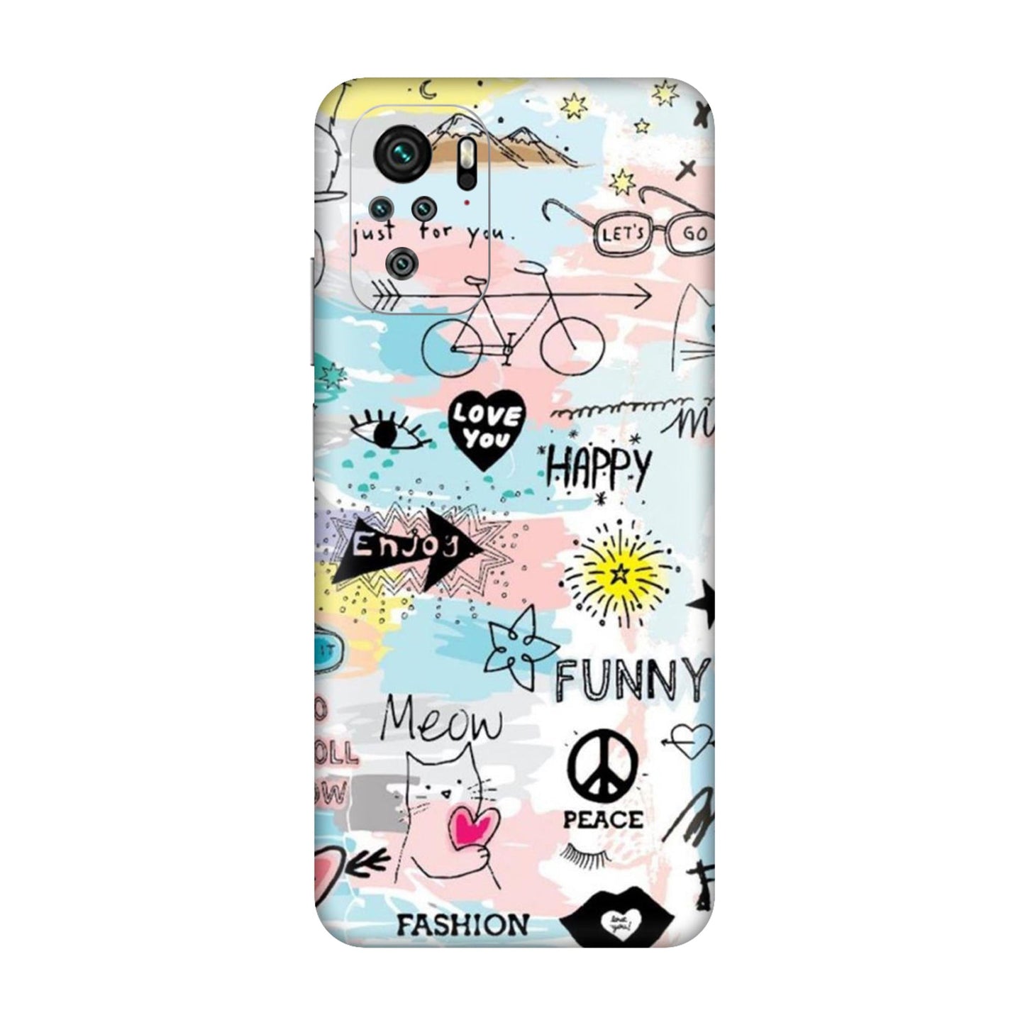Cat Doodles Pastel Mobile Skin For Redmi Note 11 SE