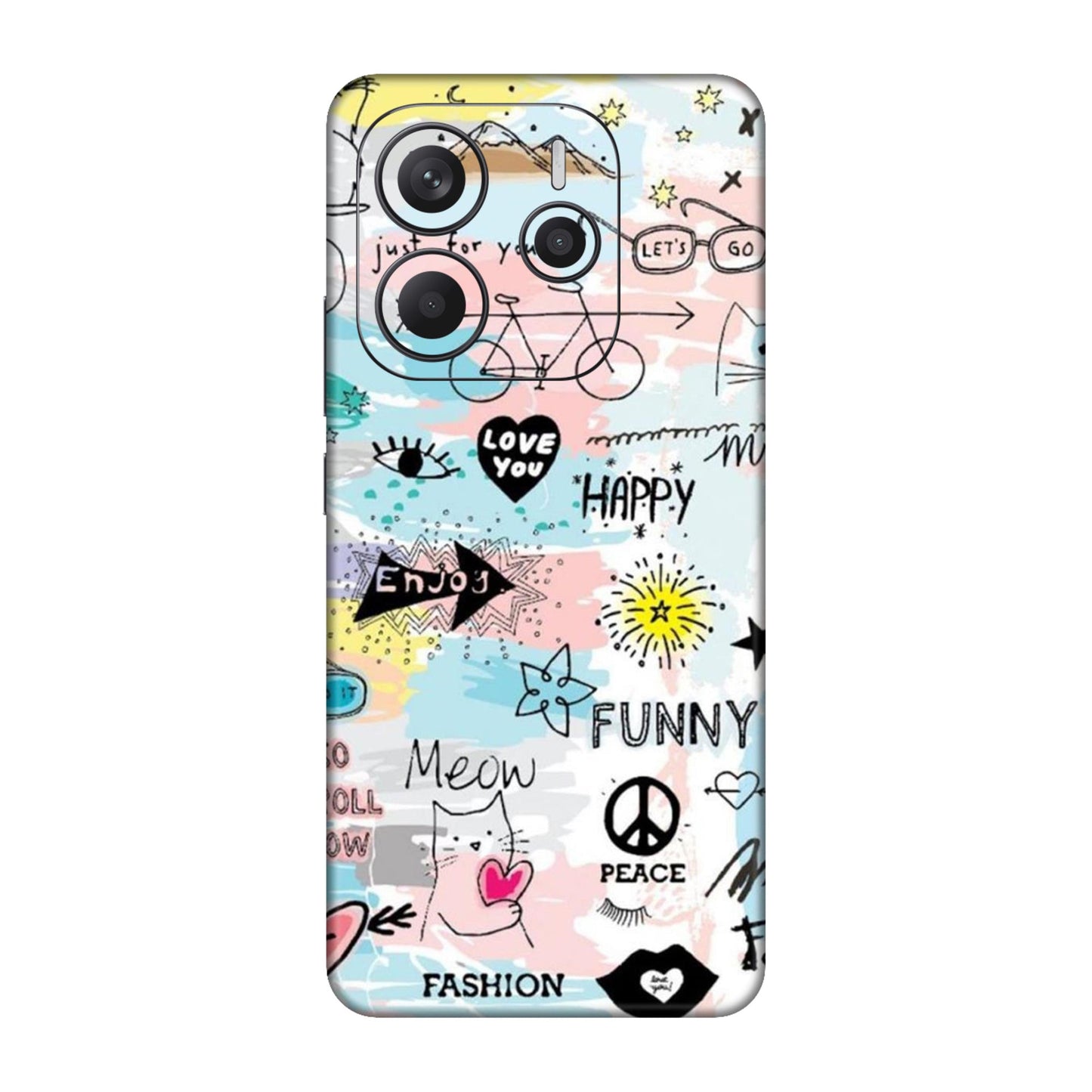 Cat Doodles Pastel Mobile Skin For Redmi Note 14 5g