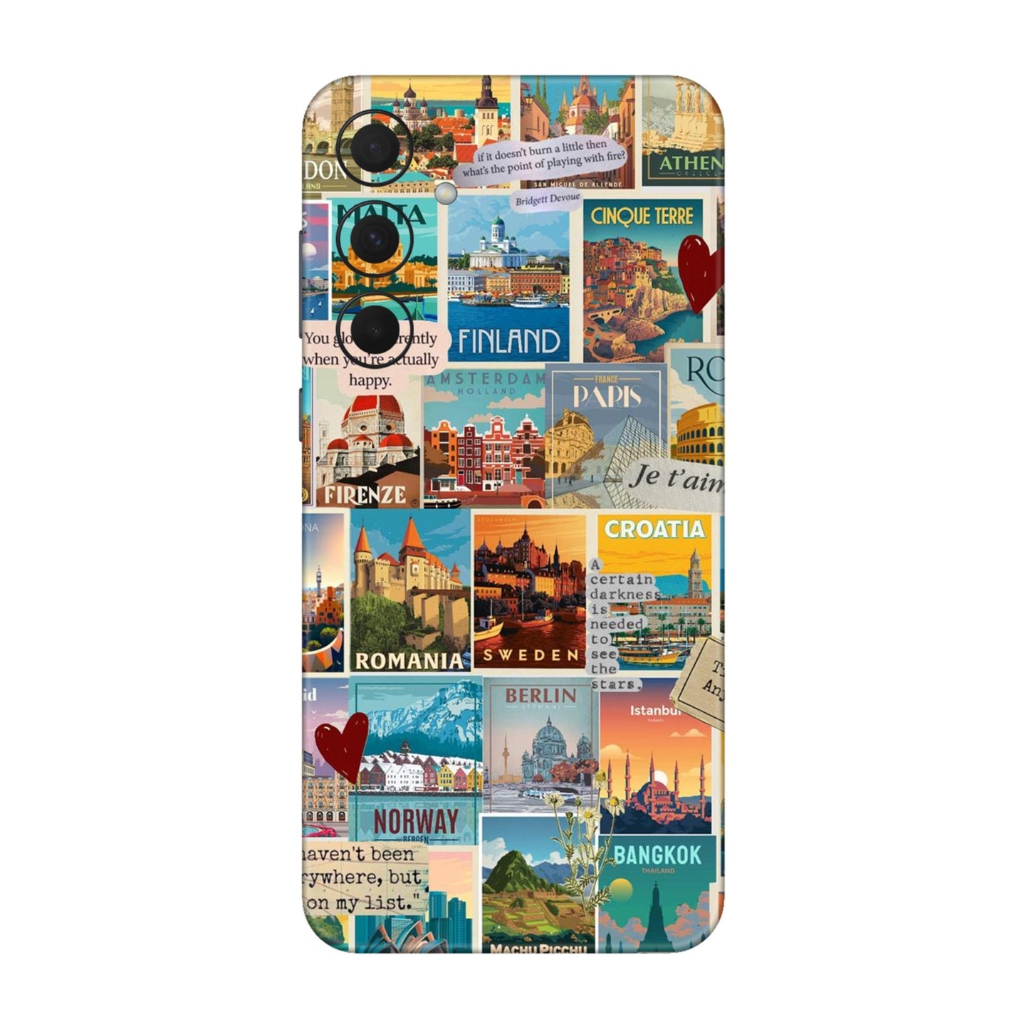 Vintage Travel Sticker Bomb Mobile Skin For Samsung Galaxy A35 5g