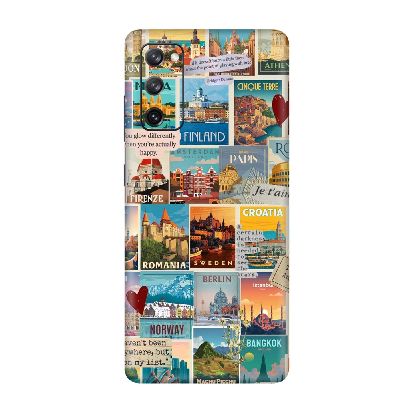 Vintage Travel Sticker Bomb Mobile Skin For Samsung Galaxy S20 Fe