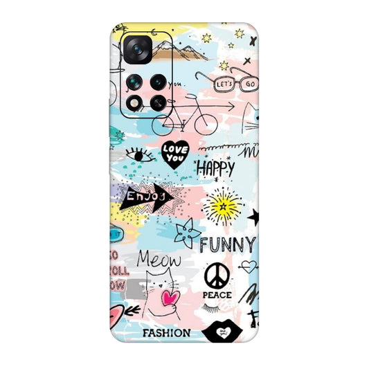 Cat Doodles Pastel Mobile Skin For Xiaomi 11i 5g