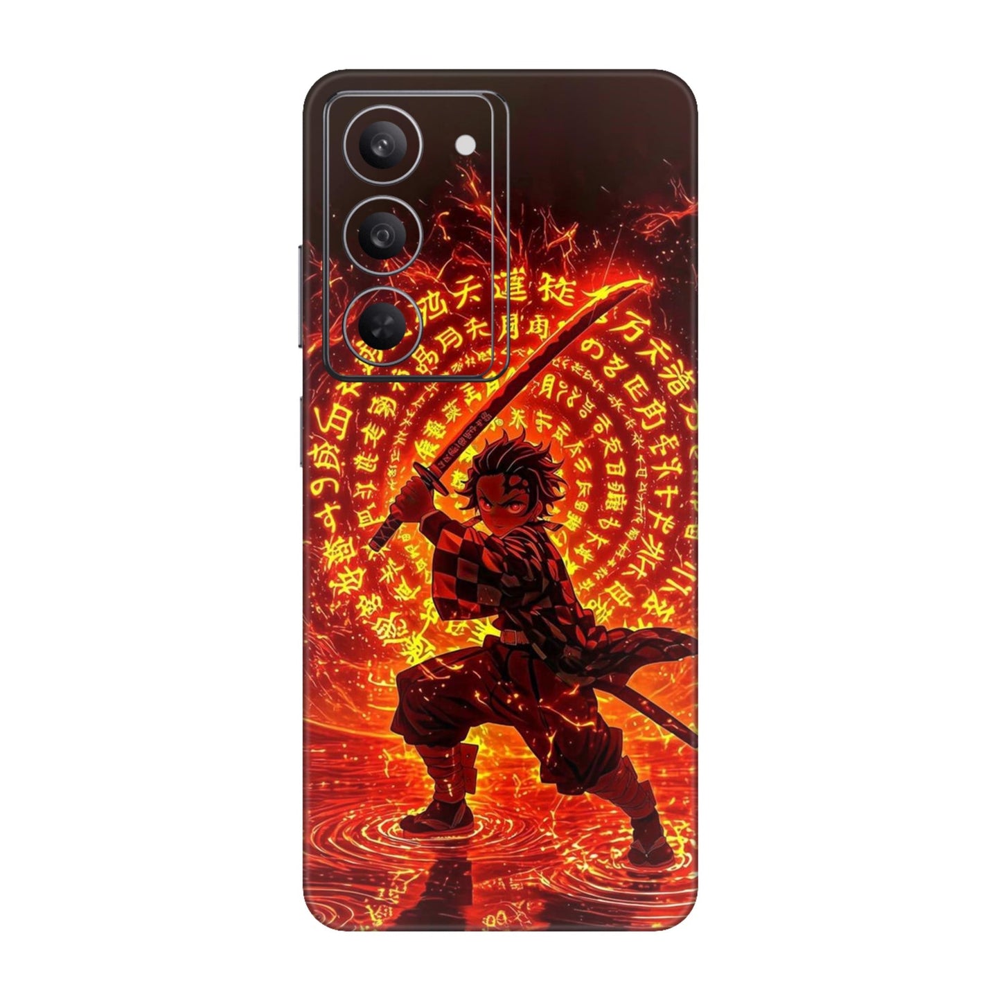 Hinokami Tanjiro Demon Slayer Flame Art Mobile Skin For Realme 14x 5g