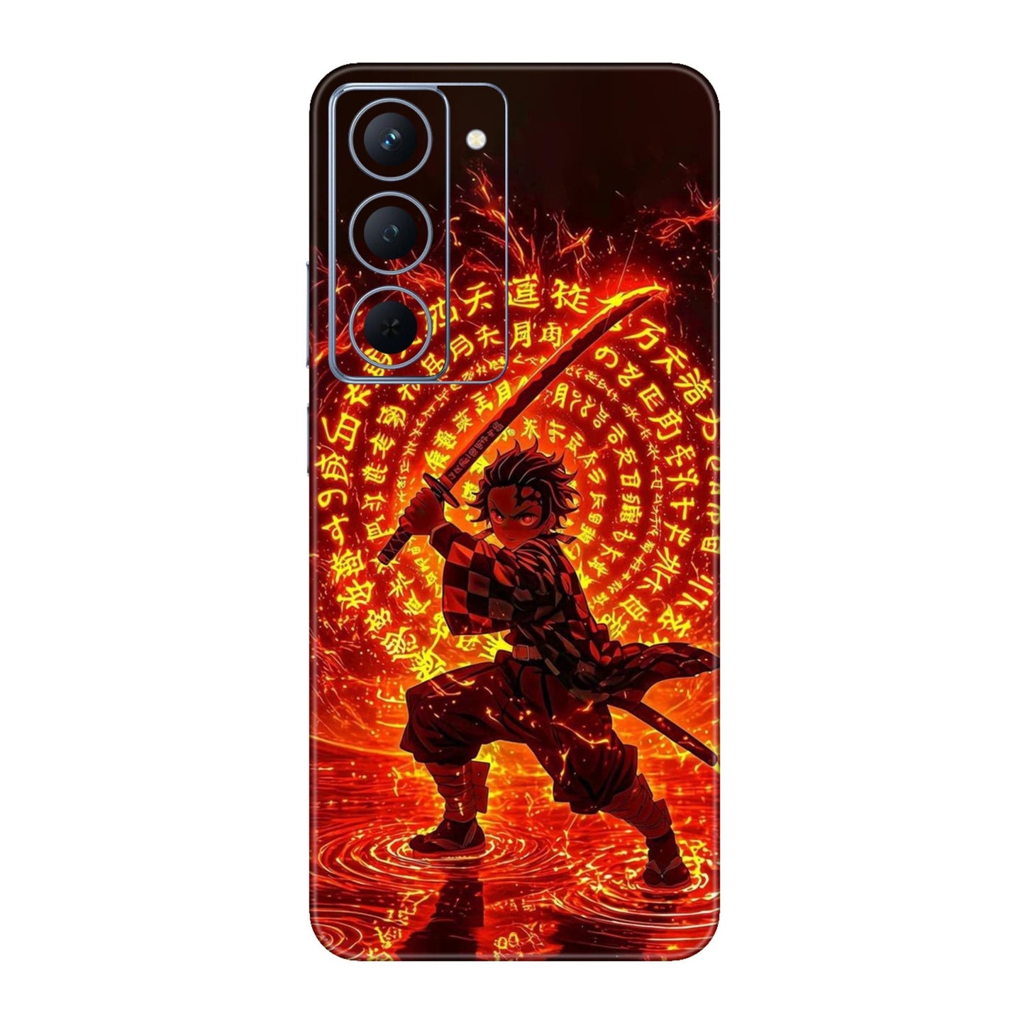 Hinokami Tanjiro Demon Slayer Flame Art Mobile Skin For Realme P3x 5g