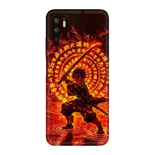 Hinokami Tanjiro Demon Slayer Flame Art Mobile Skin For Redmi Note 10T 5g