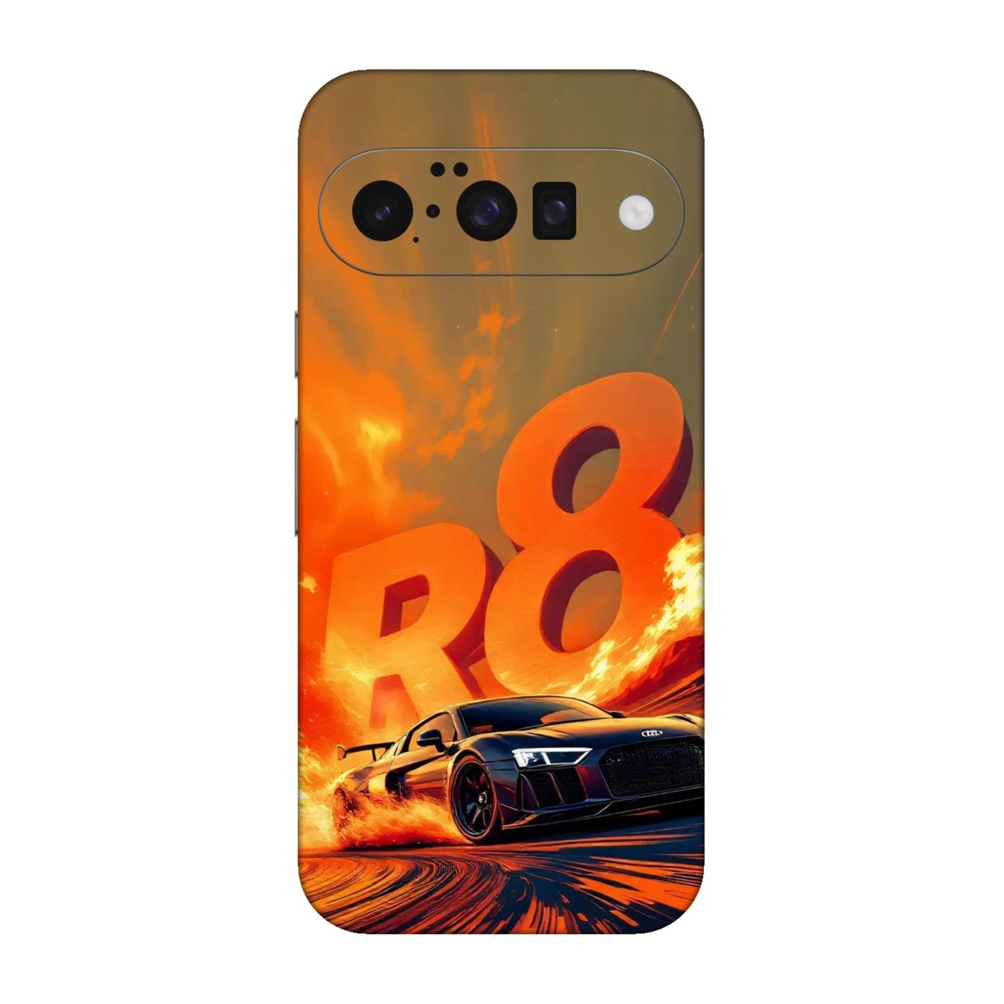 Audi R8 Supercar Fire Flame Design Mobile Skin For Google Pixel 10