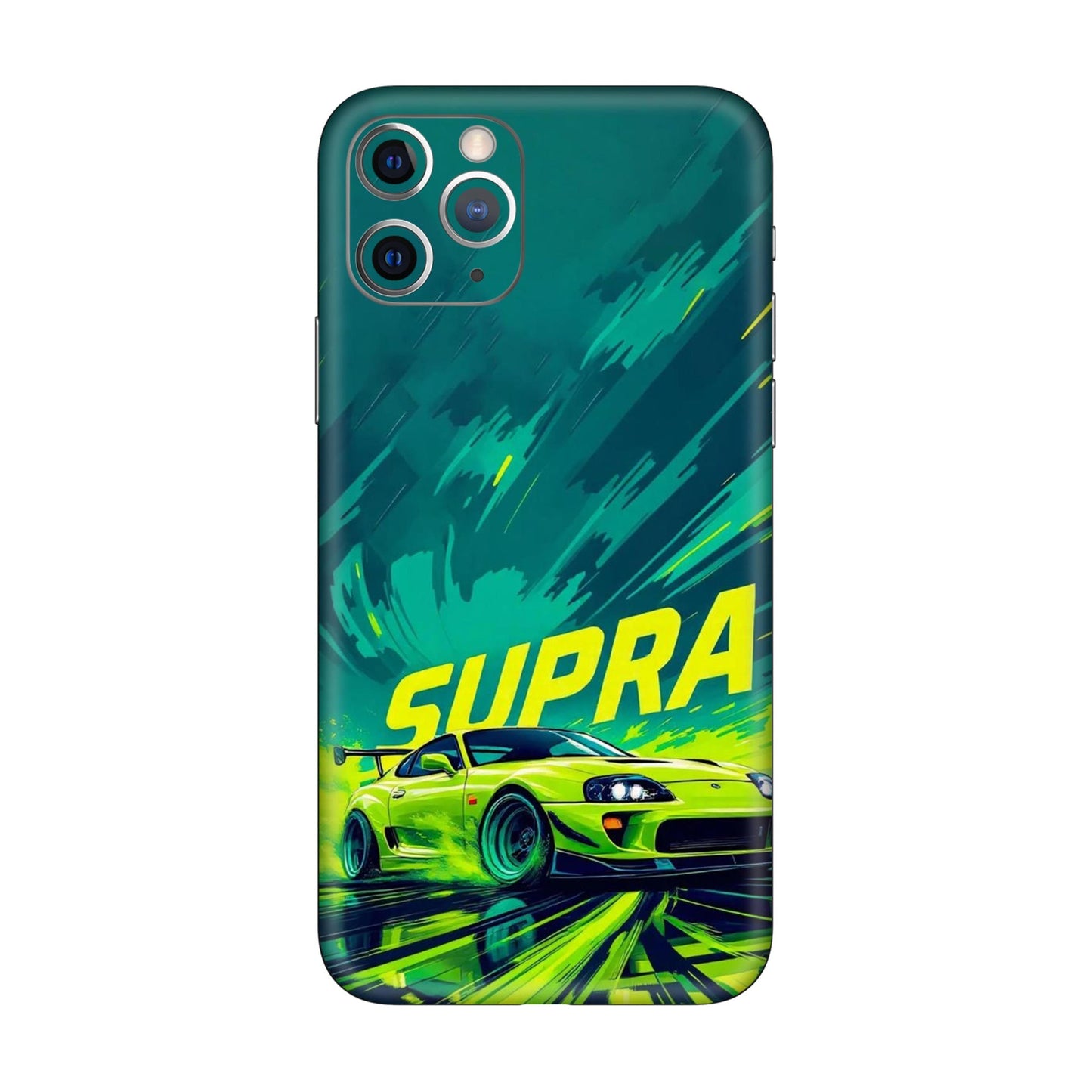 Toyota Supra JDM Sports Car Green Drift Mobile Skin For iPhone 11 Pro