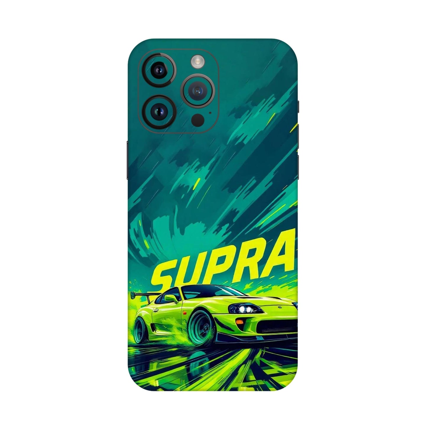 Toyota Supra JDM Sports Car Green Drift Mobile Skin For iPhone 14 Pro Max