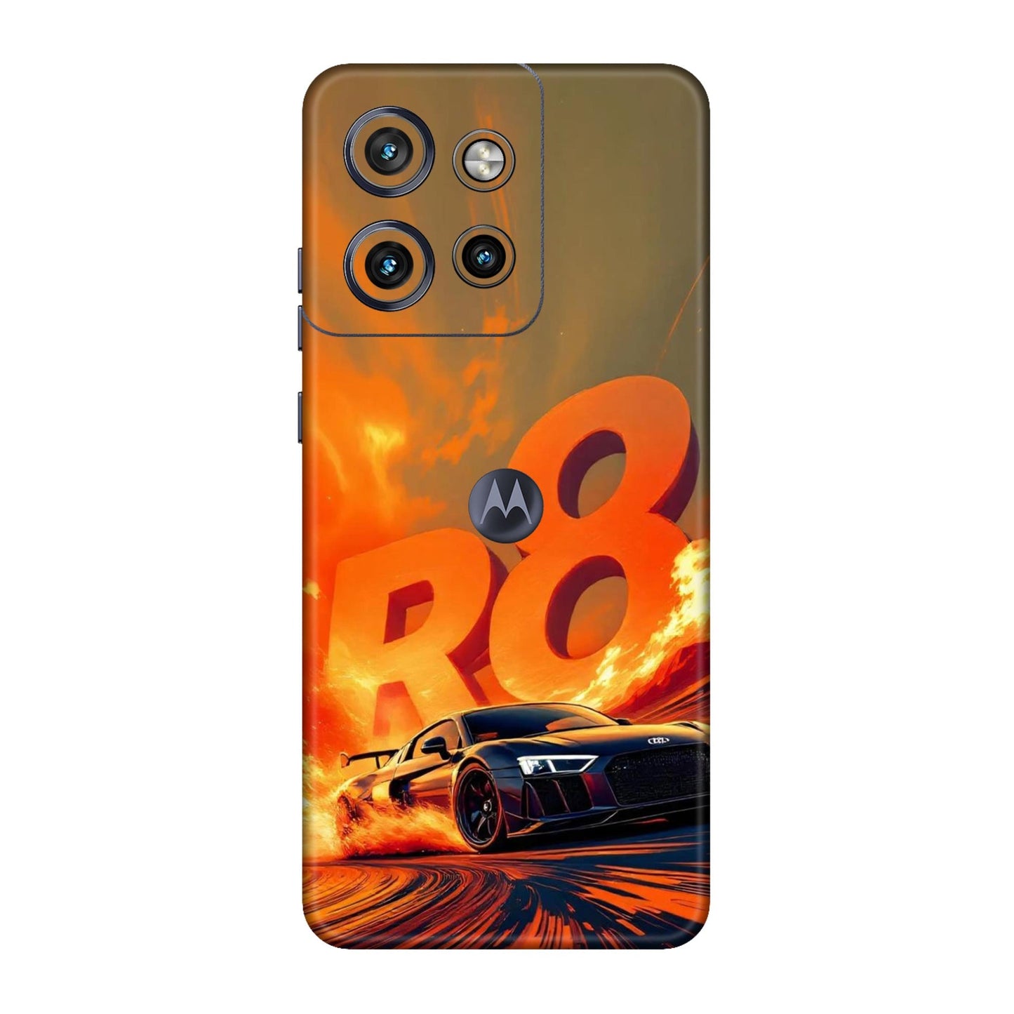 Audi R8 Supercar Fire Flame Design Mobile Skin For Motorola Edge 50 Neo 5G