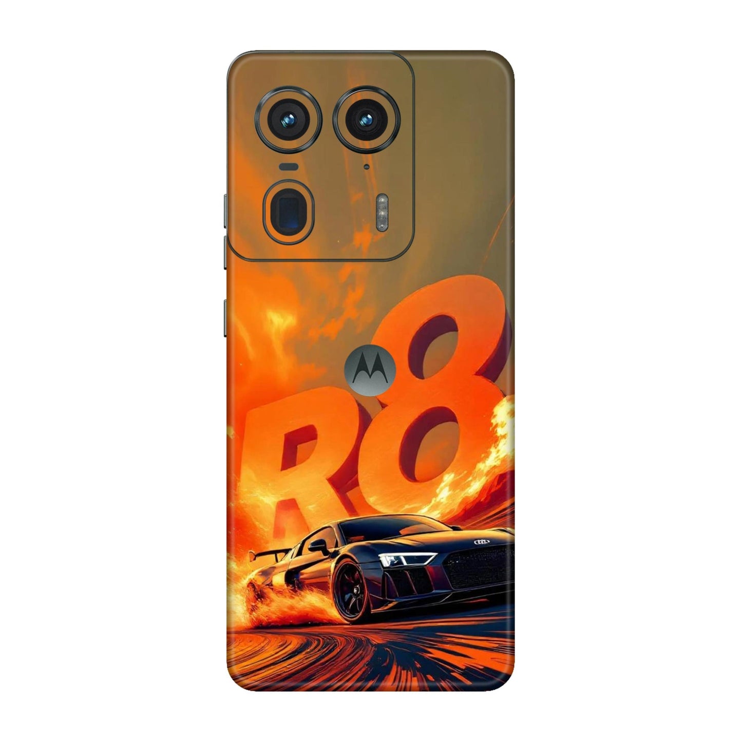 Audi R8 Supercar Fire Flame Design Mobile Skin For Motorola Edge 50 Ultra 5G
