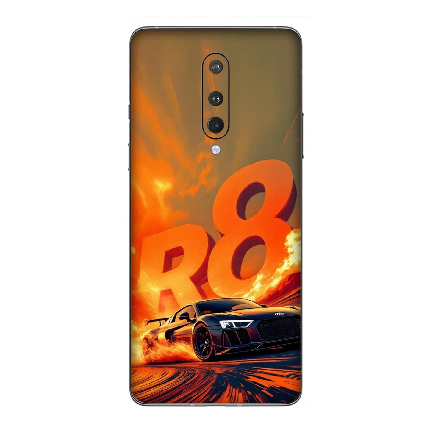 Audi R8 Supercar Fire Flame Design Mobile Skin For OnePlus 8