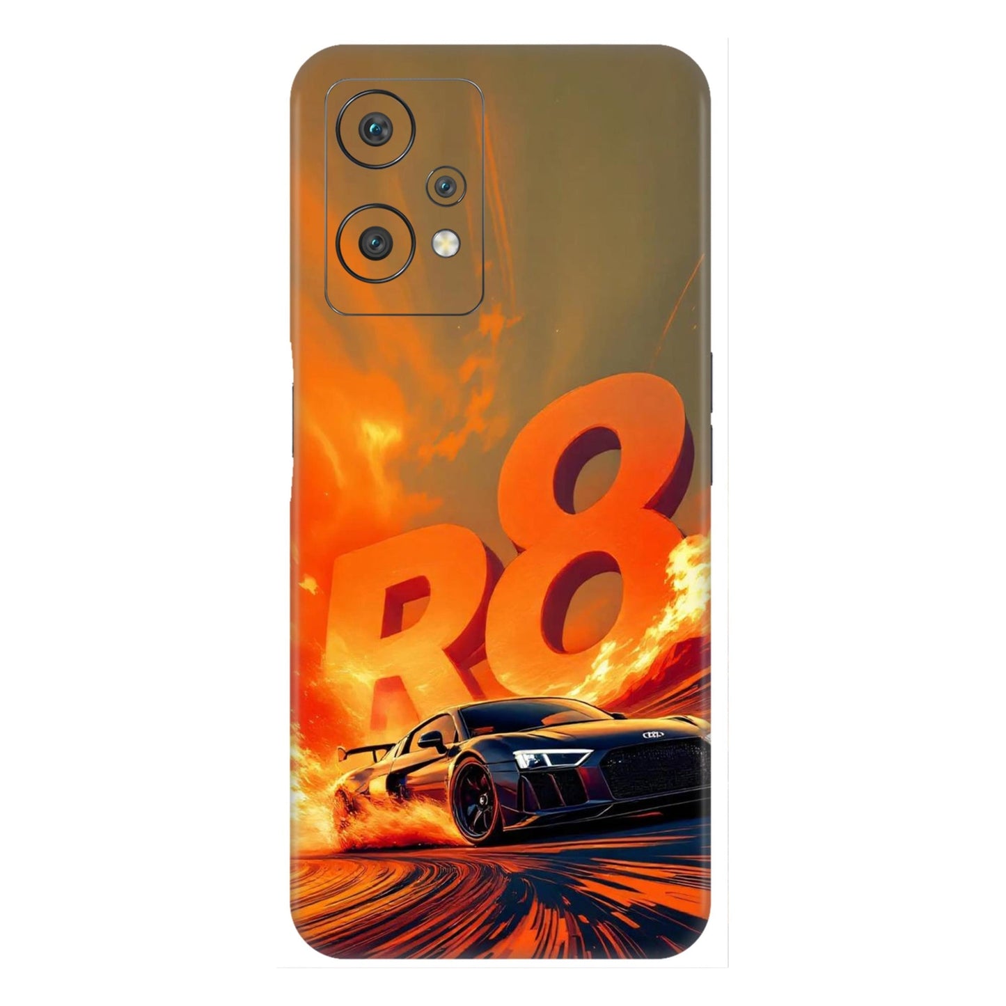 Audi R8 Supercar Fire Flame Design Mobile Skin For OnePlus Nord Ce 2 Lite