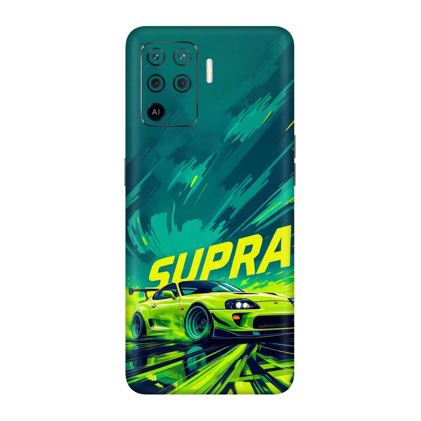 Toyota Supra JDM Sports Car Green Drift Mobile Skin For Oppo F19 Pro
