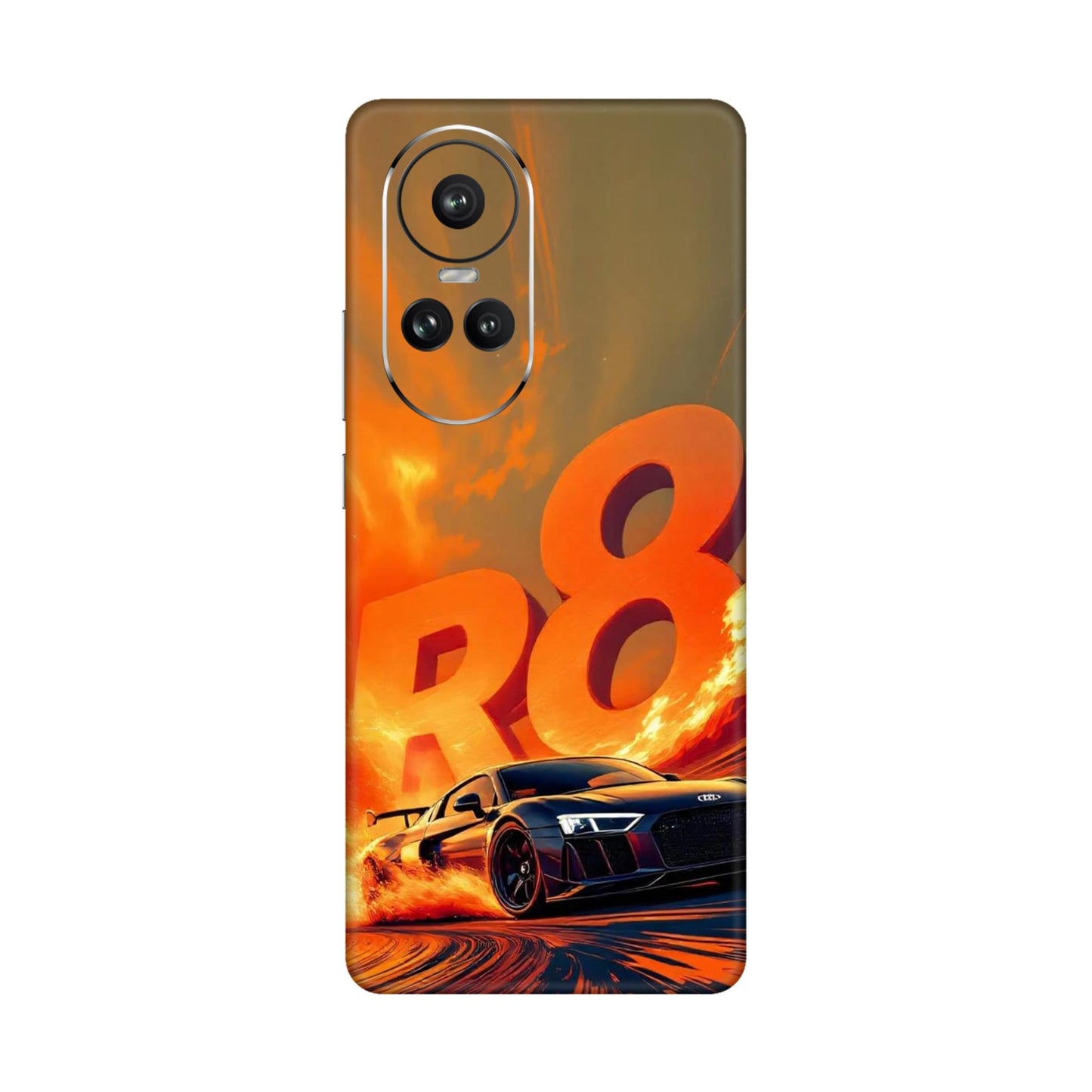 Audi R8 Supercar Fire Flame Design Mobile Skin For Oppo Reno 10 5g