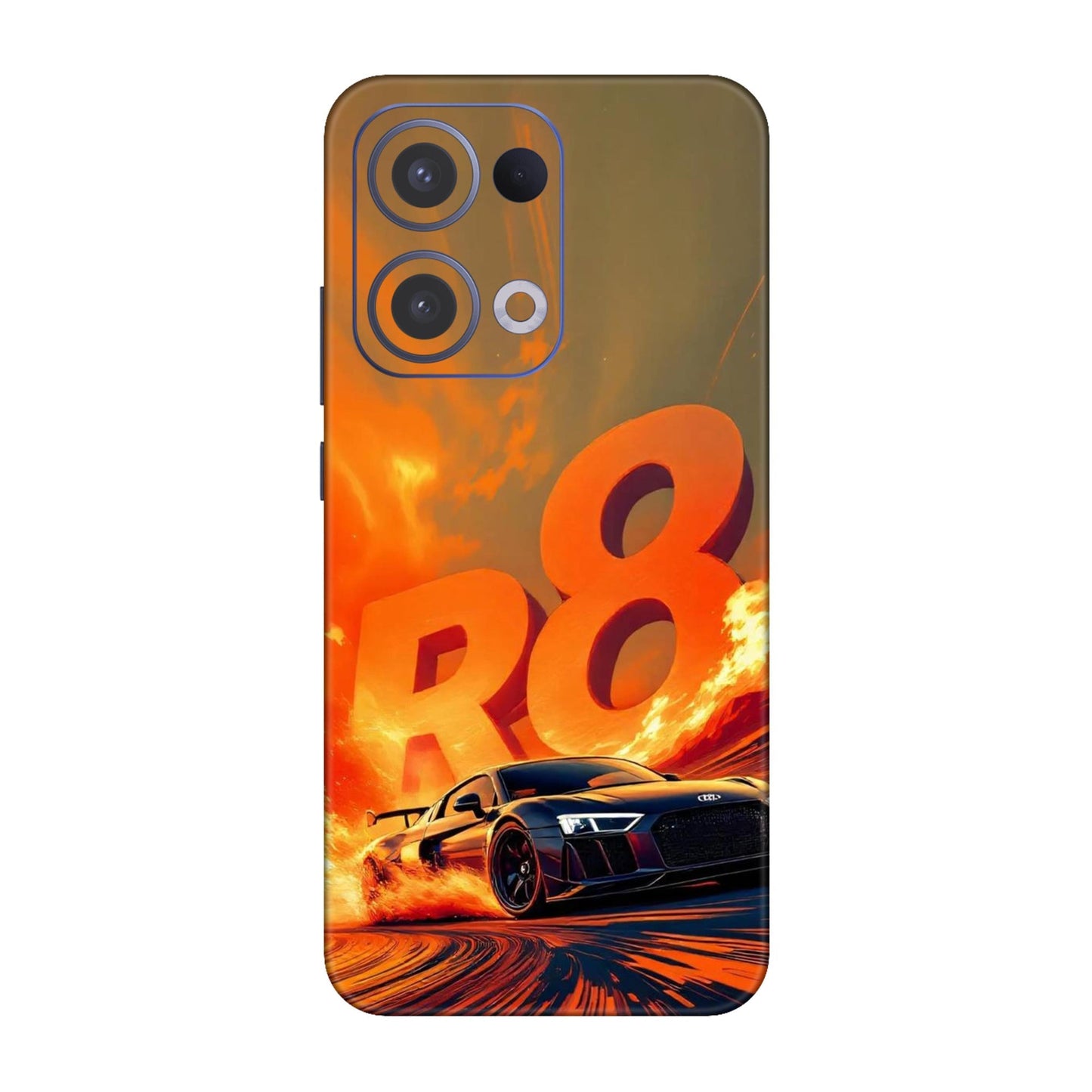Audi R8 Supercar Fire Flame Design Mobile Skin For Oppo Reno 13 5g