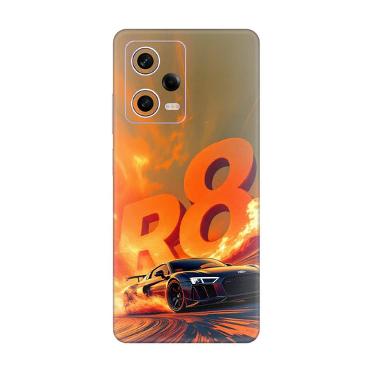 Audi R8 Supercar Fire Flame Design Mobile Skin For Redmi Note 12 Pro 5g
