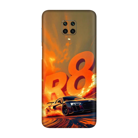Audi R8 Supercar Fire Flame Design Mobile Skin For Redmi Note 9 Pro Max