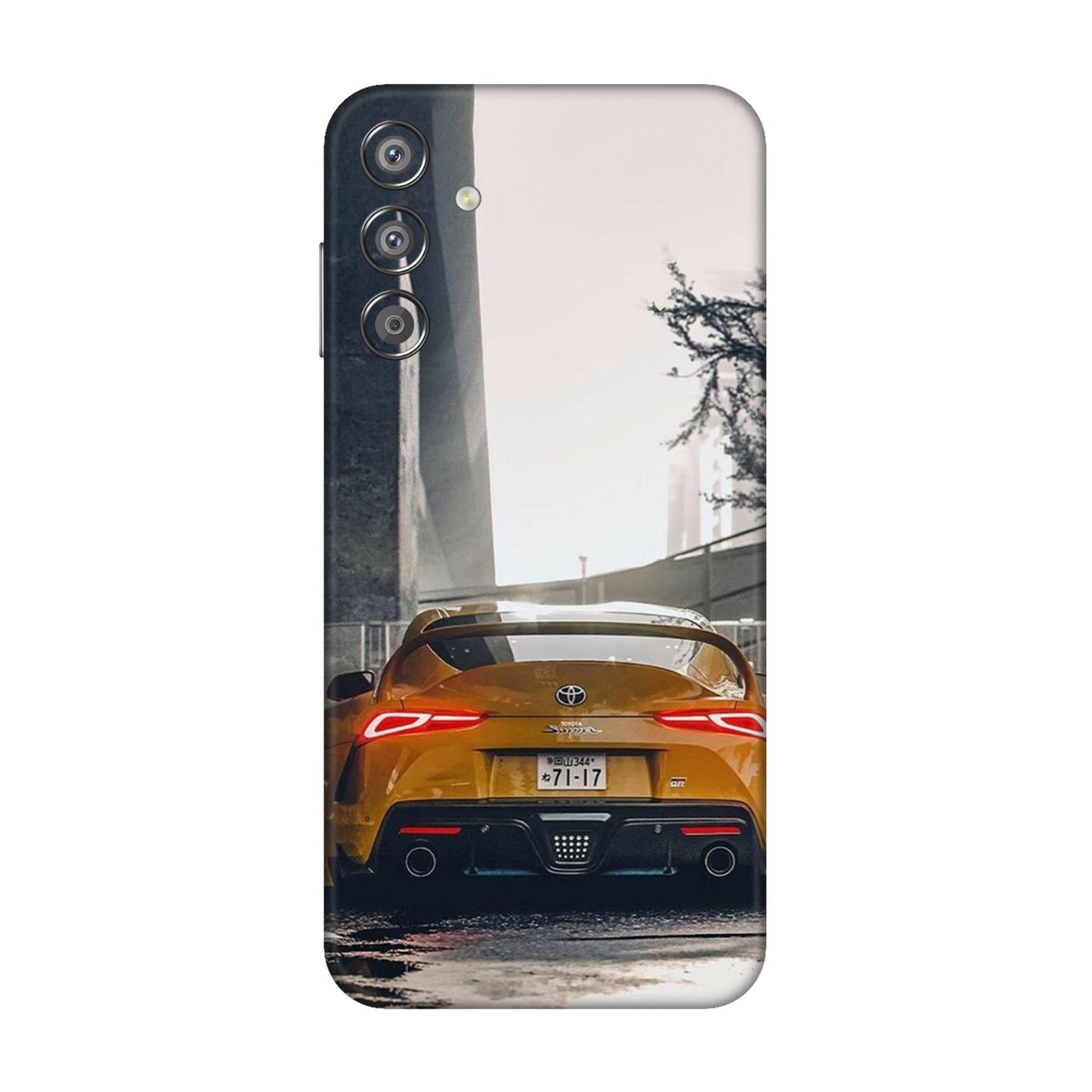 Toyota Supra GR Sports Car Yellow Edition Mobile Skin For Samsung Galaxy F15 5g