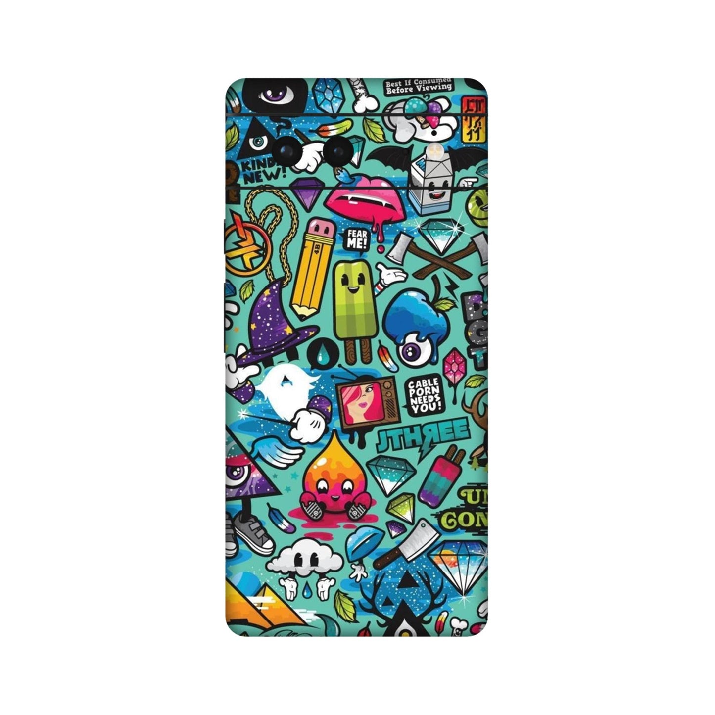 Graffiti Chaos Sticker Bomb Mobile Skin For Google Pixel 6 5g