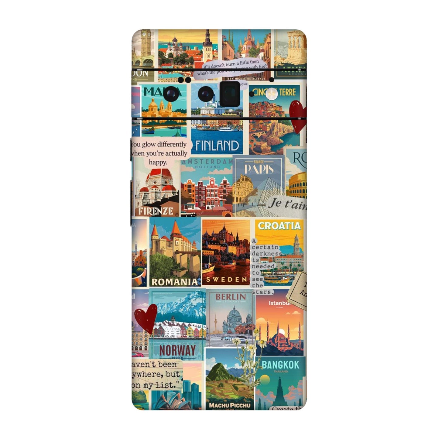Vintage Travel Sticker Bomb Mobile Skin For Google Pixel 6 Pro