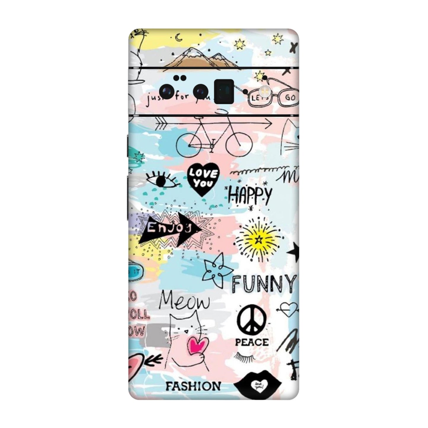 Cat Doodles Pastel Mobile Skin For Google Pixel 6 Pro