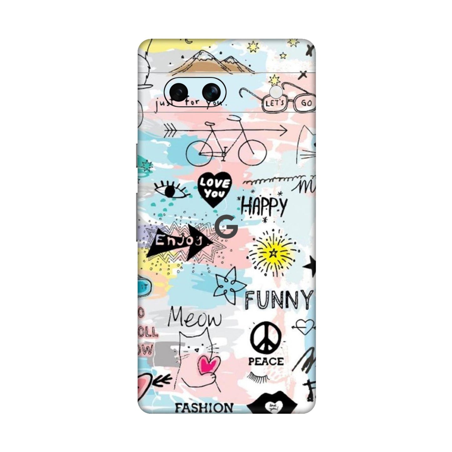 Cat Doodles Pastel Mobile Skin For Google Pixel 7a 5g
