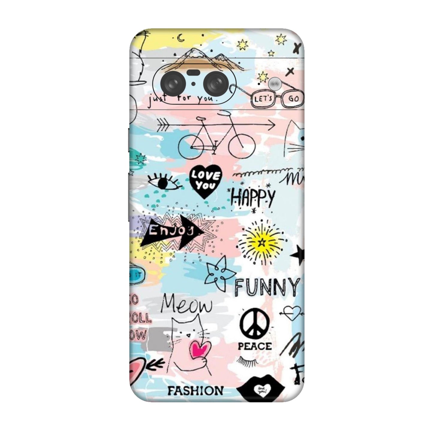 Cat Doodles Pastel Mobile Skin For Google Pixel 8 5g