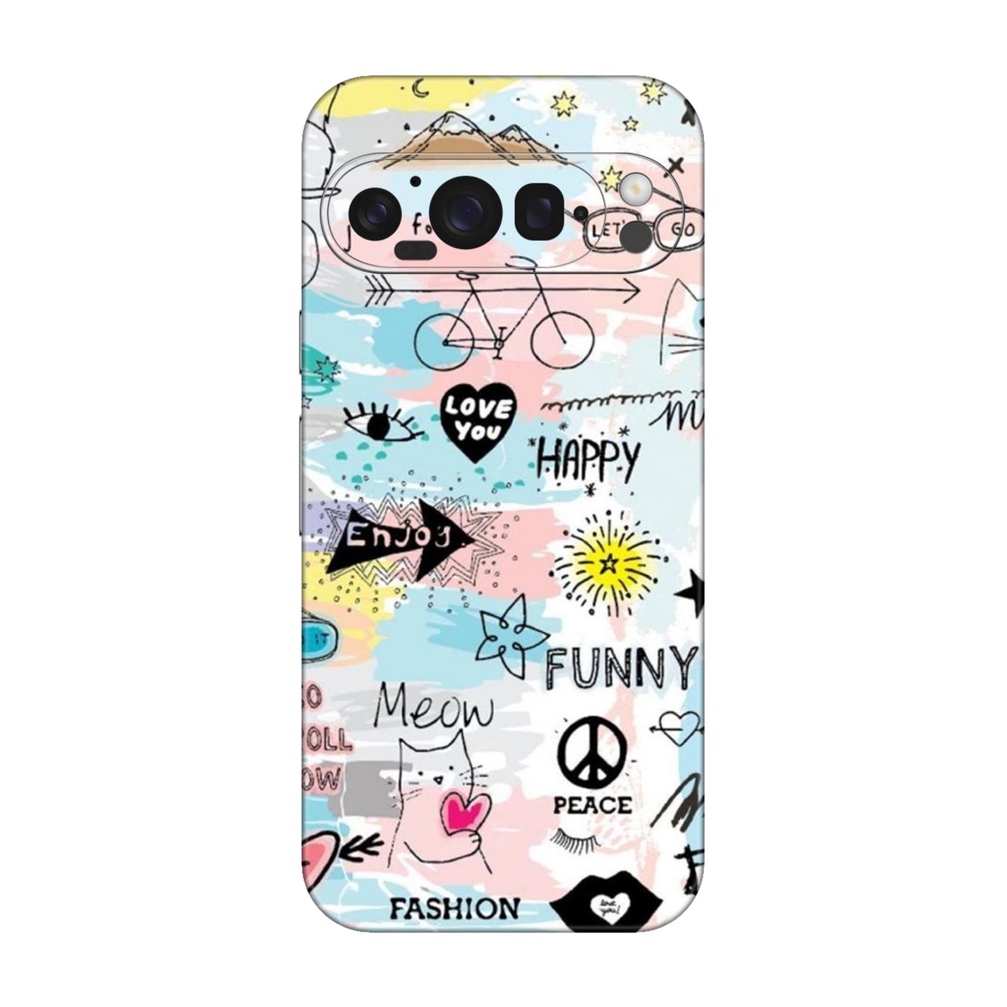 Cat Doodles Pastel Mobile Skin For Google Pixel 9 Pro 5g