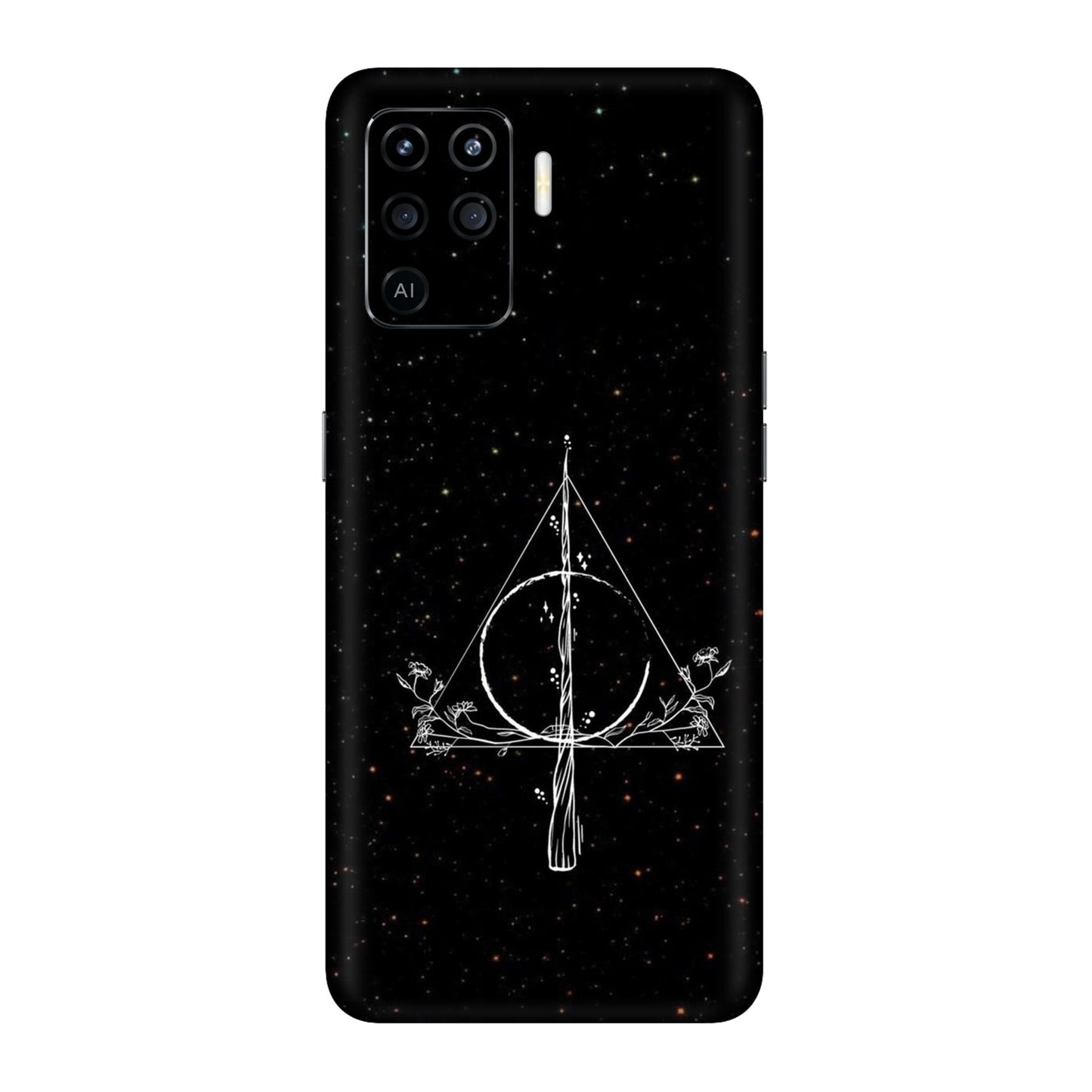 Floral Deathly Hallows Mobile Skin For Oppo F19 Pro
