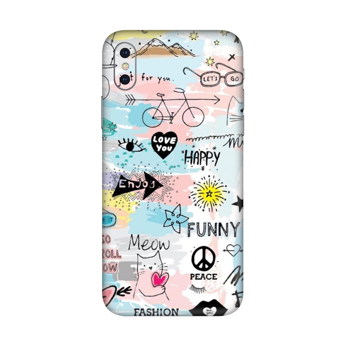 Cat Doodles Pastel Mobile Skin For iPhone XS Max