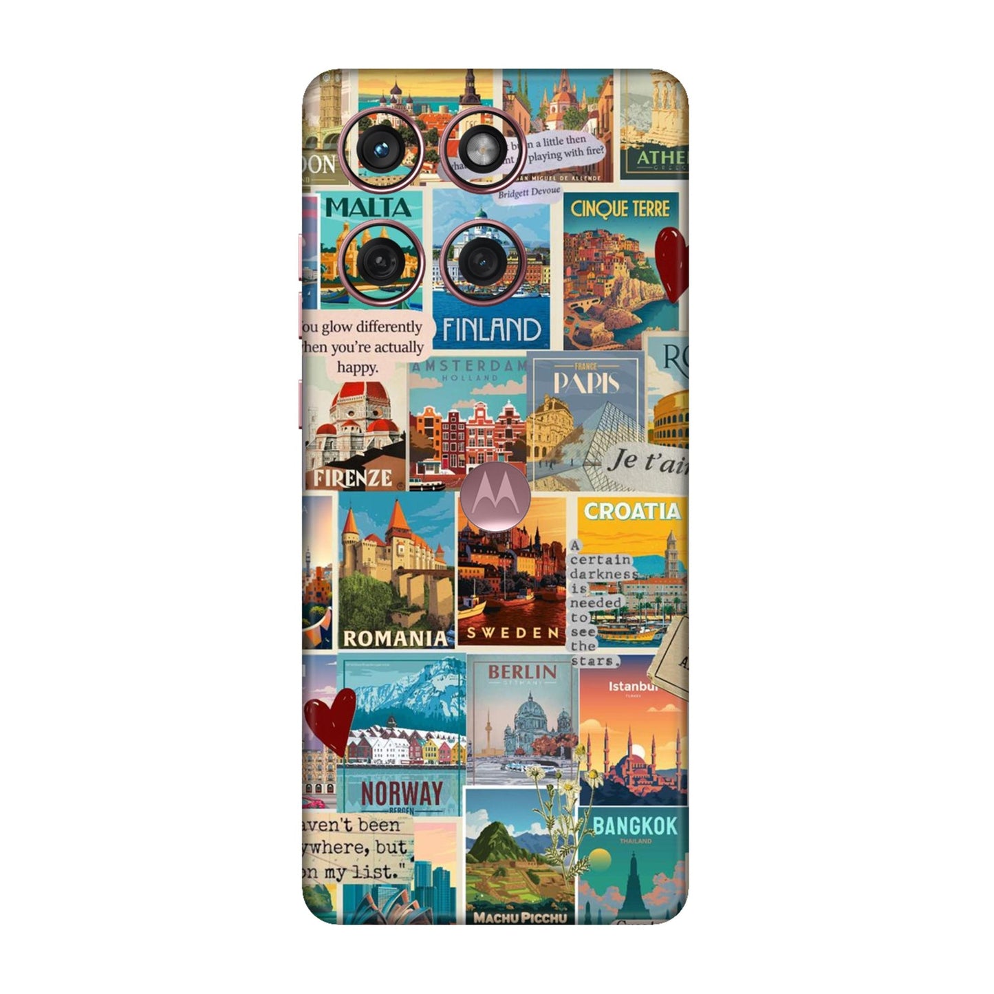 Vintage Travel Sticker Bomb Mobile Skin For Motorola Edge 60 Fusion