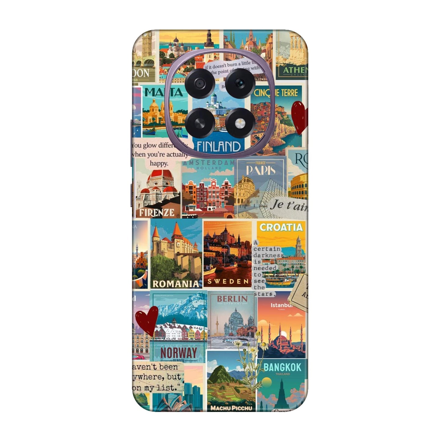 Vintage Travel Sticker Bomb Mobile Skin For Oppo F29 5G